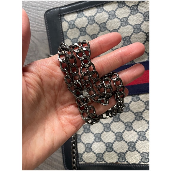 Authentic GUCCI Navy Web Sherry Line GG Plus Shoulder Crossbody Bag - Picture 4 of 12